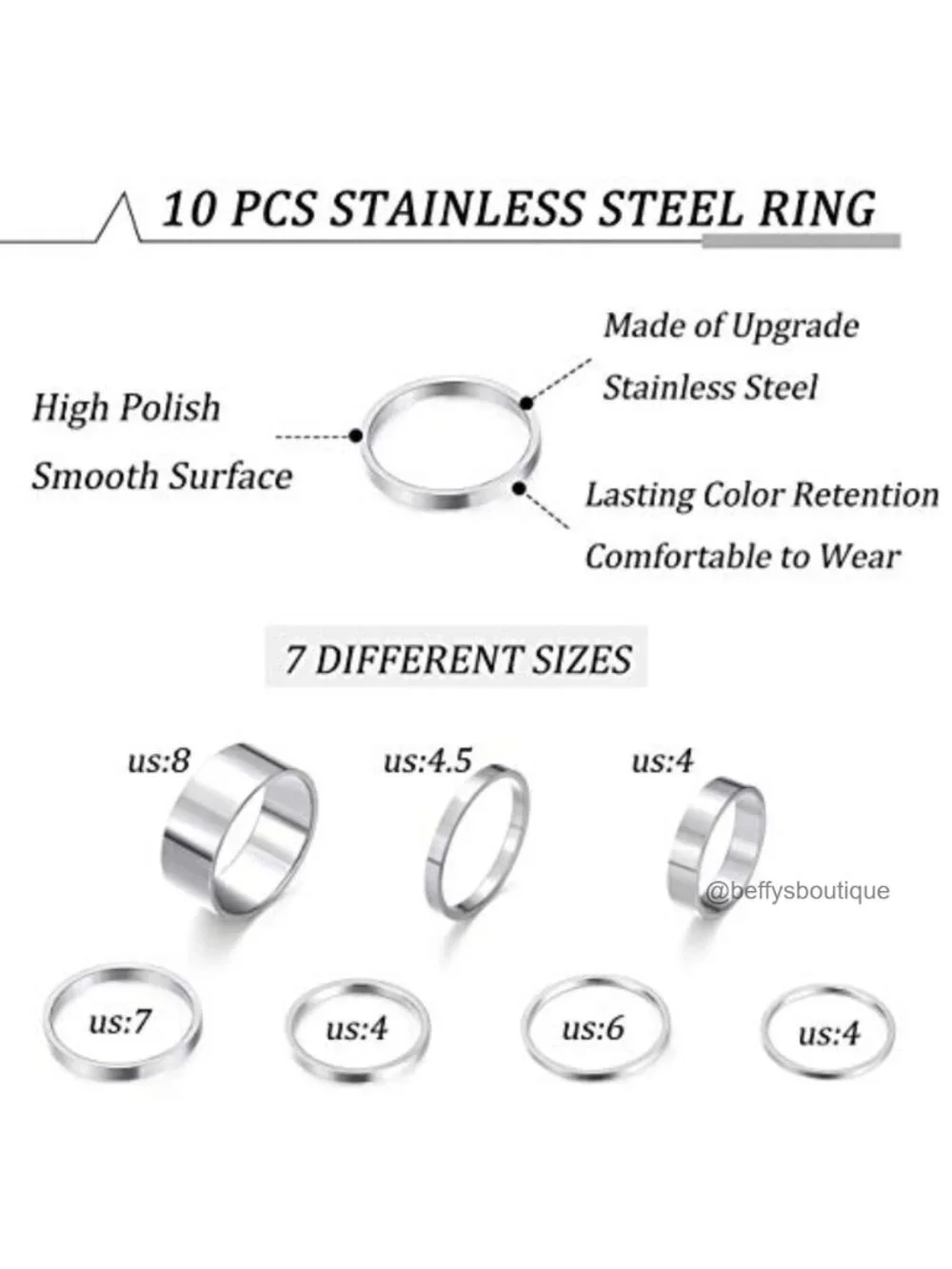 Non Tarnish Stainless Steel Stacking Rings Set - Dainty Gold Band, Midi Pinky